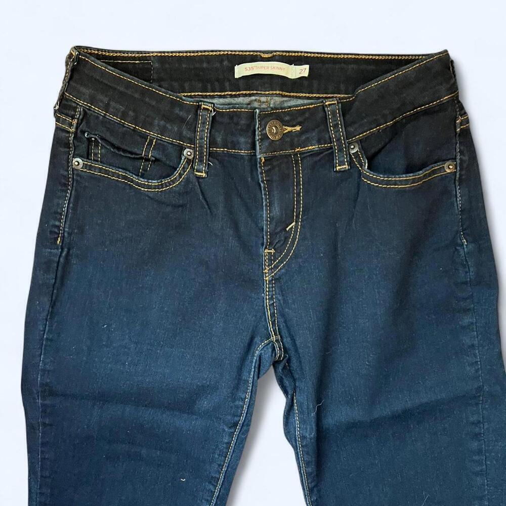 Levis Blue Denim 535 Super Skinny Mid Rise Stretch Medium Wash Size 27 waist - Picture 3 of 6